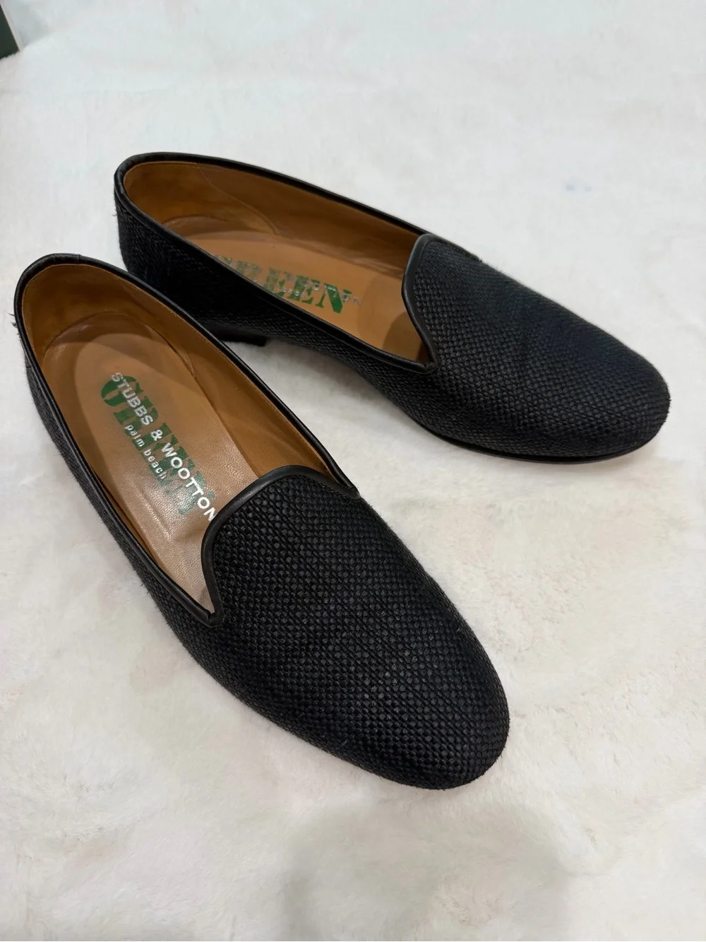Stubbs & Wootton Black Woven Loafers